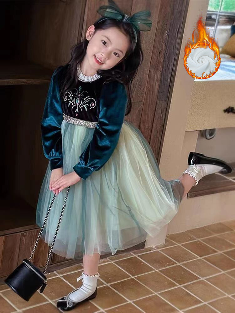 Girls' dress  spring new style chic baby girl birthday dress frozen queen anna princess dress