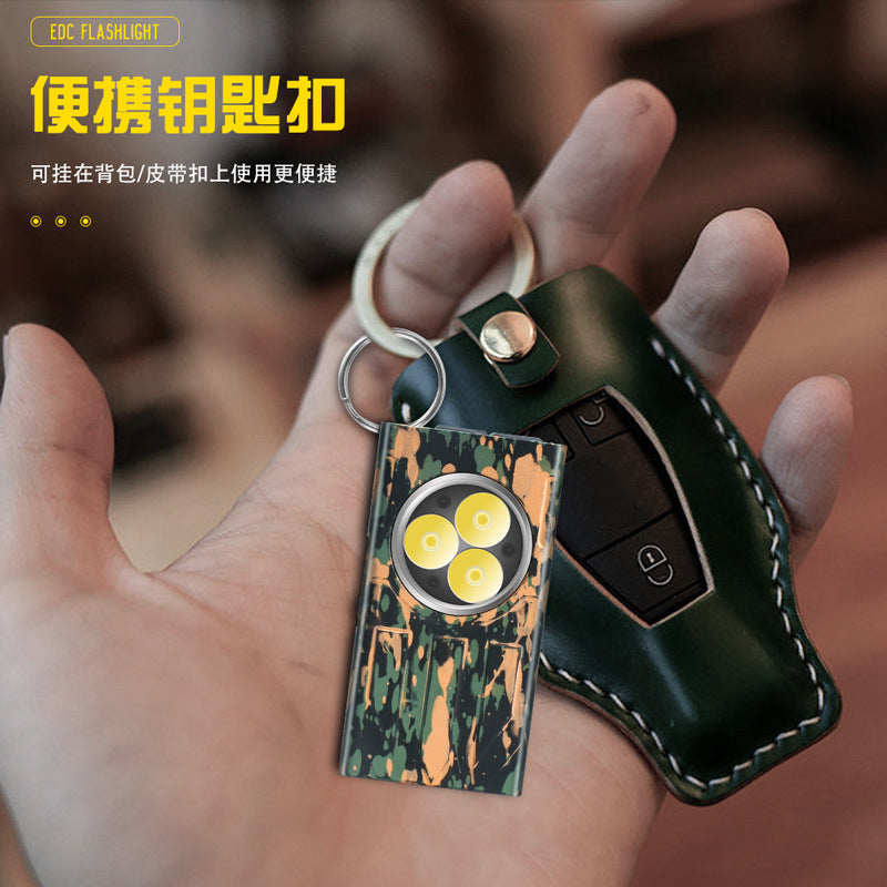 Cross-border new V7 super bright metal mini flashlight charging multi-function magnetic work light strong light keychain light