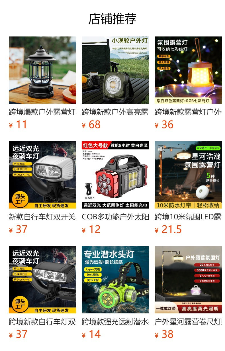 Cross-border new product 3 * P70 portable high-power searchlight flashlight with telescopic rod to pull COB side light multi-functional dew