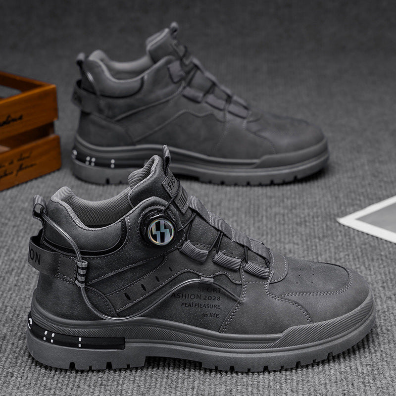 Boots men's high-top spring british style retromencasual leather shoes mid-top waterproofnon-slipworkwear boots