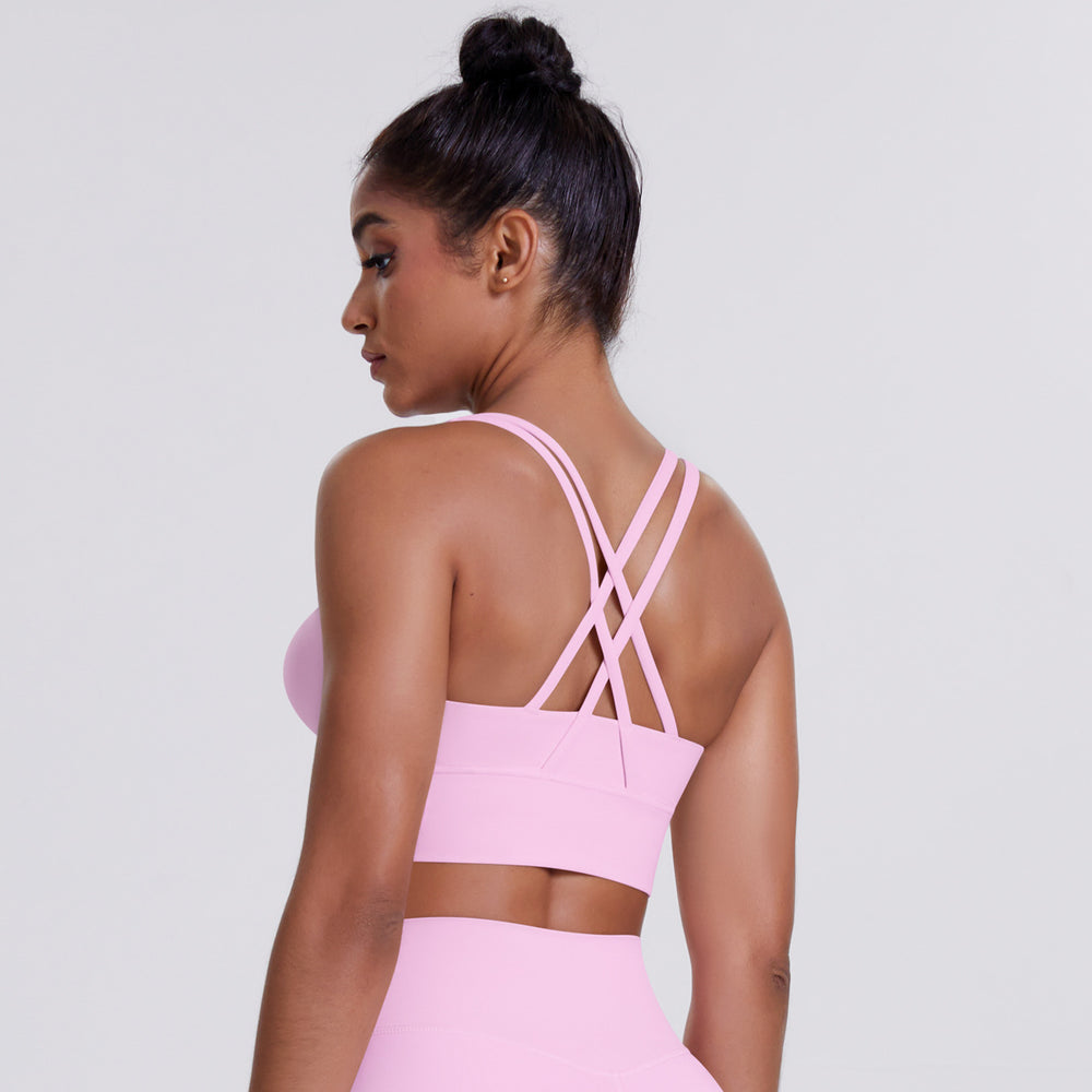 cloud-feeling brushed cross-back sports bra casual running bubble wrap fitness vest yoga clothes for women