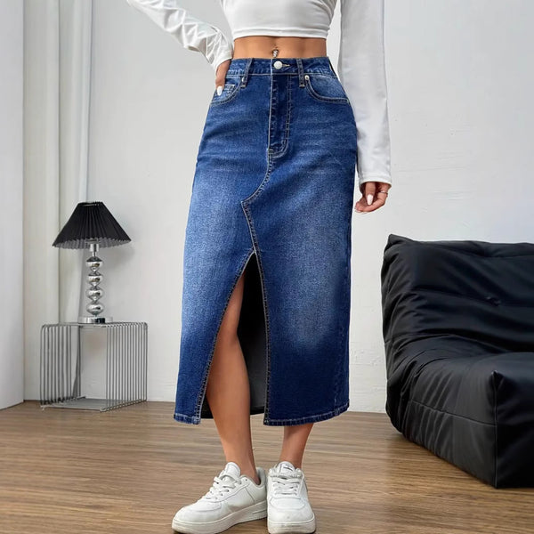 Europe, America   independent station  washed retro women's denim skirt