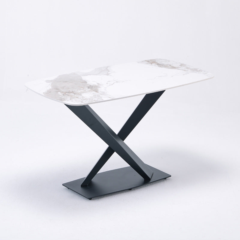 Italian light luxury sintered stone dining table and chairs set - modern minimalist rectangular dining table for small spaces