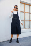Us station fashion cross-border export   new arrivalstylish denim strap dress  mid-length skirt