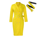 D438  independent station new elegantwork clothingol suit collar pure color double breasted large size african dress