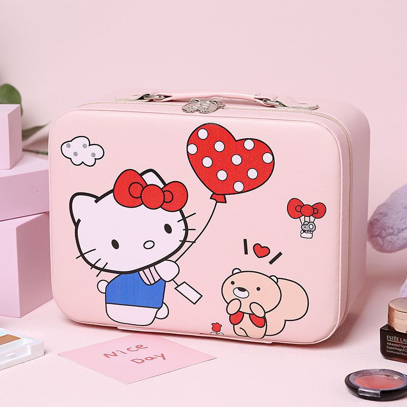 Cosmetic bag Portable going out carry-on bag Large capacity storage box High-end student girl heart toilet bag Jewelry box