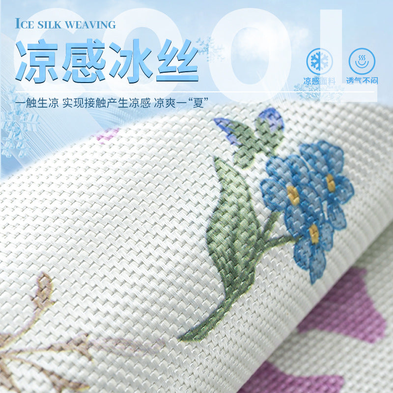 Special-shaped ice silk woven sofa cushion Korean floral fresh and non-slip summer cool irregular sofa mat cushion