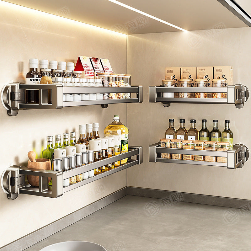 [Sample customization] Kitchen seasoning rack, no punching, wall hanging, multi-functional knife holder, pot lid holder storage