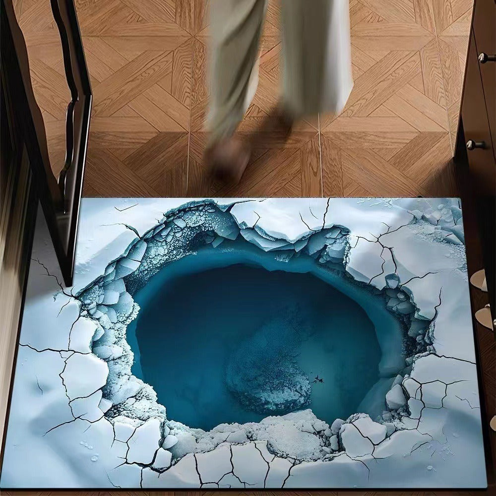 visual trap floor mat flannelfor home bathroom toilet absorbent non-slip mat entrance door mat