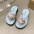 New korean style summer polka dot hot-selling women's outdoor comfortable non-slip soft sole beach thick sole flip-flops