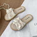 New women's summer slippers - korean style, wearable outdoors, pearl & bowknot flower beach sandals, women's ins flat slippers