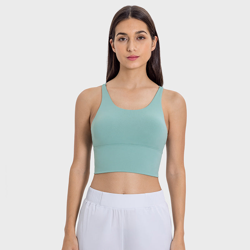 New arrival thin shoulder strap cross back sports intimates women's new arrivalsexybackless fitness yoga bra d19095