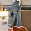 Girls' spring denim wide-leg pants, spring/autumn style, big girls' straight-leg trousers,  new collection, loose fit for mid-to-large children