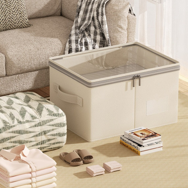 New Tianshan Snow Cotton Visual Fabric Storage Box Household Cotton and Linen Clothing Storage Bag Wardrobe Finishing Large Storage Box