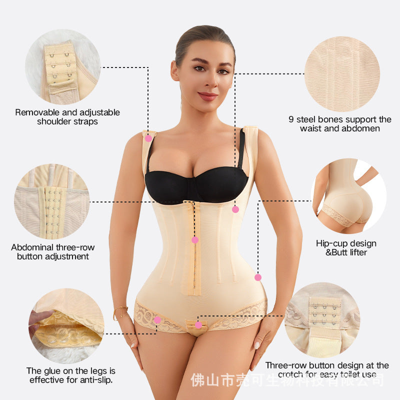 body shaping jumpsuit 9-bone breasted tummy control butt lift adjustment fashion waist butt lift tight corset