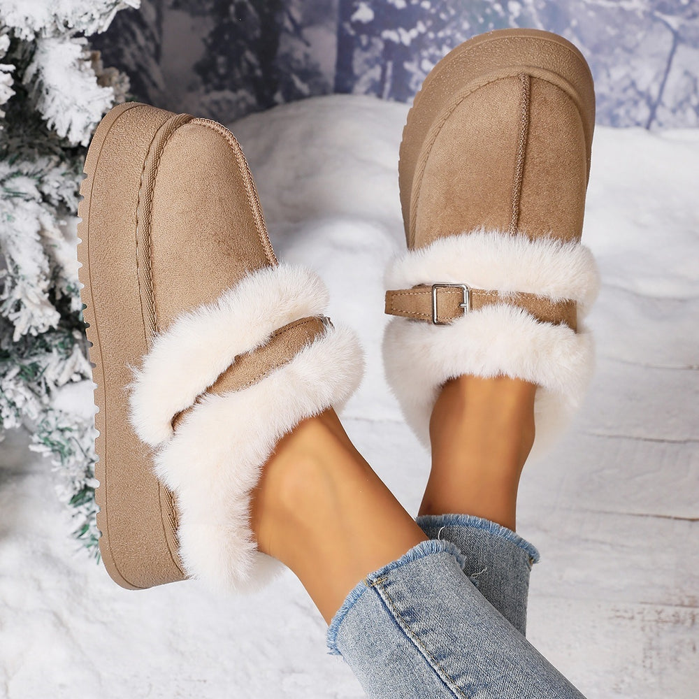 Wholesale women's winter new fashion shearling warm snow boots - slip-on, comfortable, lightweight, thick-soled ankle boots