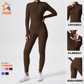 long-sleeve outdoor sports bodysuit gym outfit zipper training tight butt-lifting sports jumpsuit yoga suit