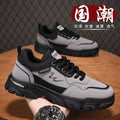 Men's spring black work shoes - non-slip, durable, breathable safety shoes for kitchen, construction, and general labor