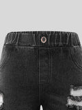 Exportgirljeans black distressed ripped pants loosestraight-legloose pants handsome autumkids pants