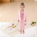 Amazon fashionfall and winternew arrivalfemale middle childsuitpure color lapel outwear with vest flower pants three-piece set