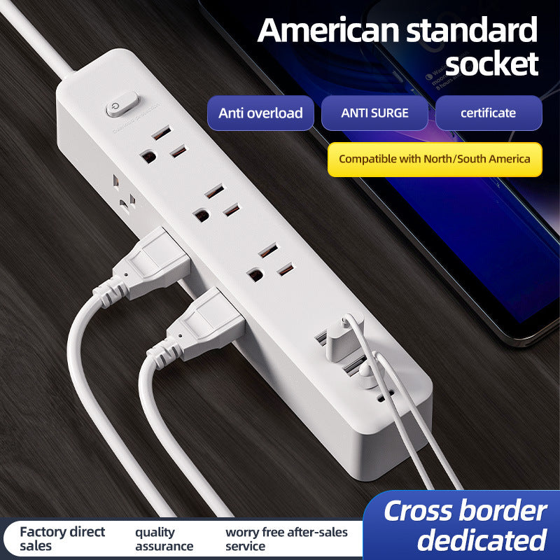 Us standard pure copper power strip multifunctional mexican socket usb power strip type-c american 110v japanese taiwanese