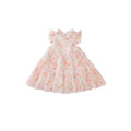 Girls' pink floral dress -  summer new arrival - korean style sleeveless ruffle trim tiered dress for toddlers and young children