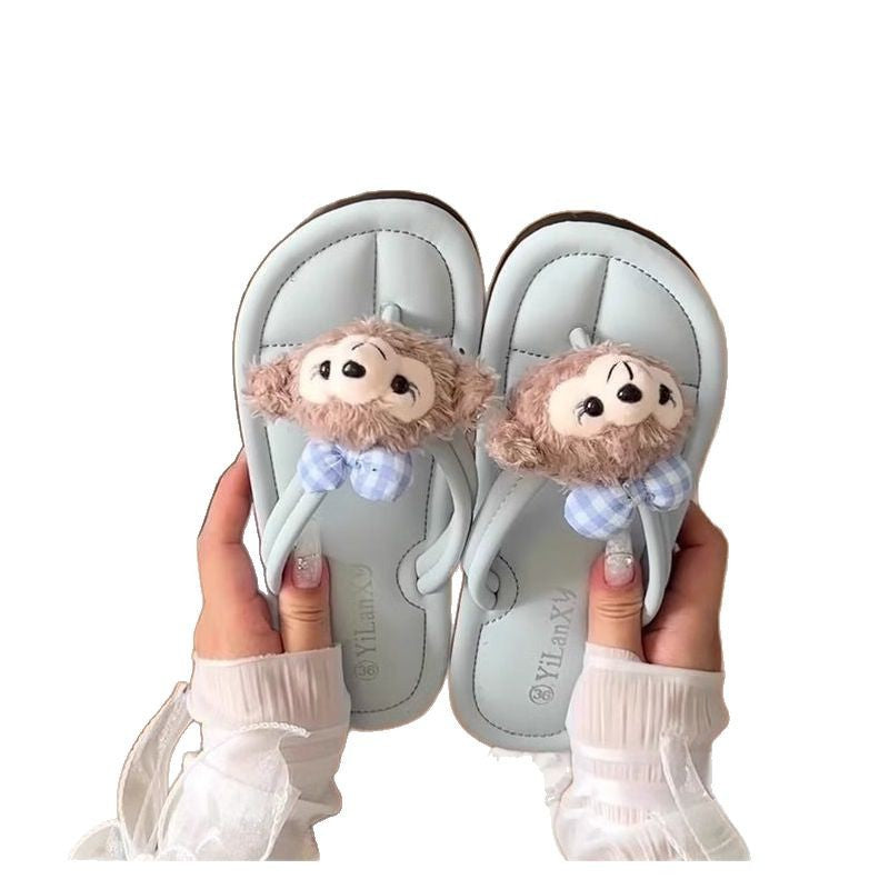 Little fairy cartoon cute shirley rose flip flops women's summer outwear 2025new arrivalsummerthick sole flip flops