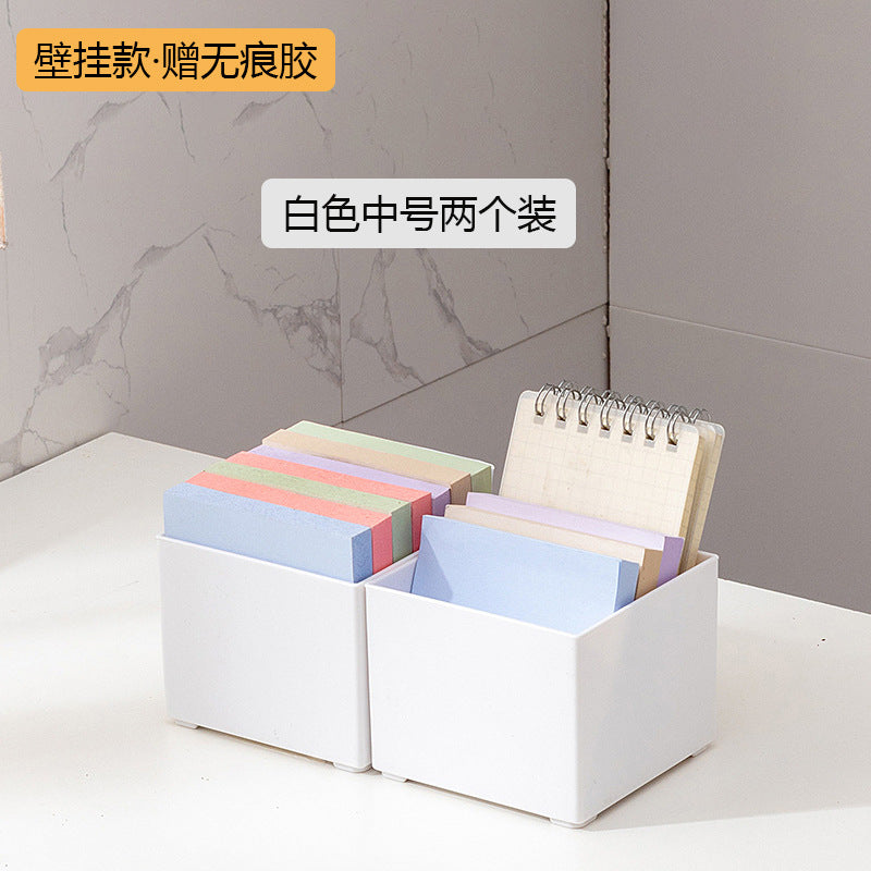 Desktop mobile phone case, sticky note transparent storage box, plastic large-capacity data cable, earphone mini wall-mounted storage box.