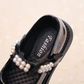 Vancahao kids' black single shoes -  autumn new collection - girls' fashion beaded bow patent leather princess shoes