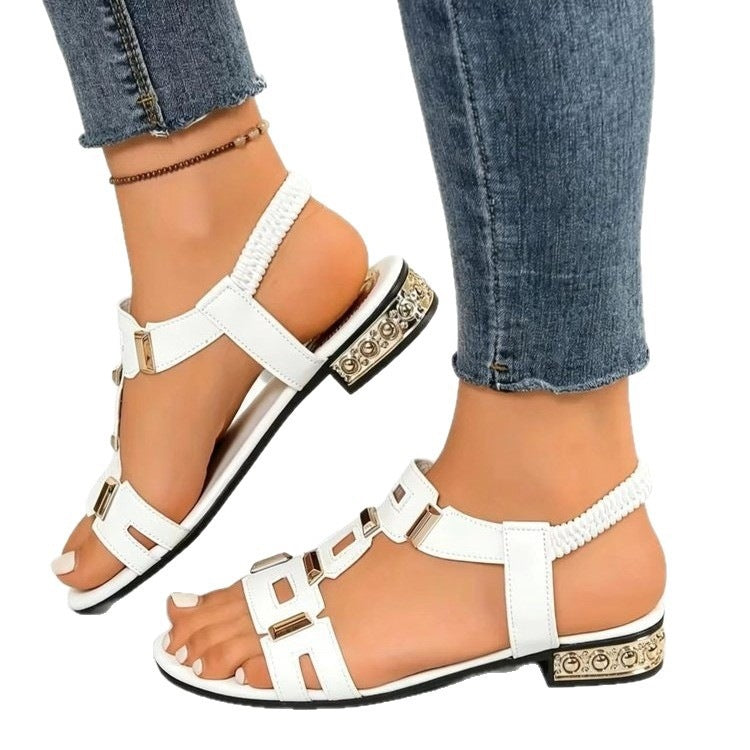 summer new arrival: plus size women's casual comfortable european and american style hollow-out buckle strap sandals - wholesale