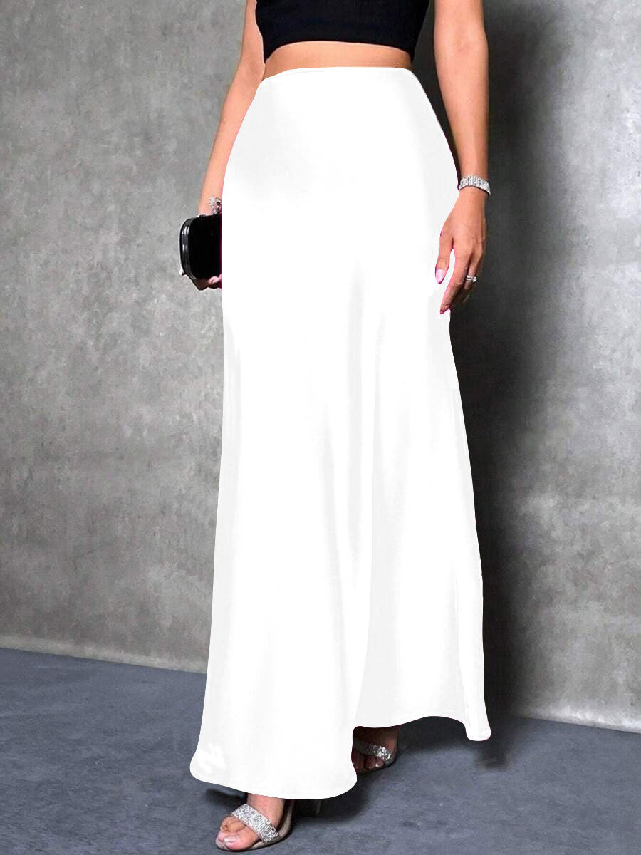 Export cross-border satin satin skirt spring and summer new arrivalfashion  casualartificial silk long skirt women's clothing