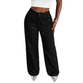 Fashionjeans women's high waist sparkling diamond wide leg jeans starry hot diamond loosedrapedstraight-leg denim pants