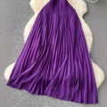 Atmosphere halterdress feminine cut out cross halter strap waist drape backless pleated long skirt