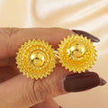 24k gold plated earrings, middle eastern spherical pendant, minimalist chic women's bridal dubai jewelry dangle earrings