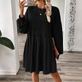 fashion  fall and winter women's pure colorlong sleevespatchworksweatshirtdresselegantwork clothing