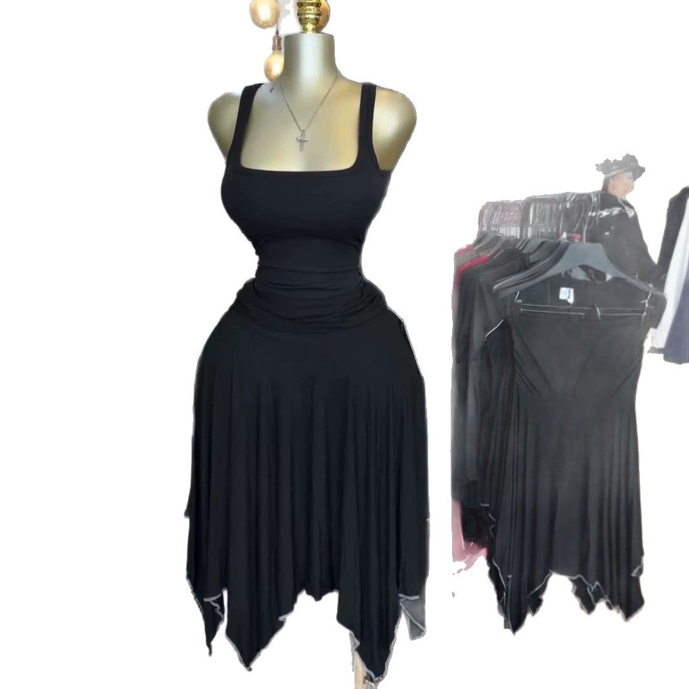 European and american cross-border women's fashion  summer new arrival: elegant camisole top and irregular midi skirt casual set