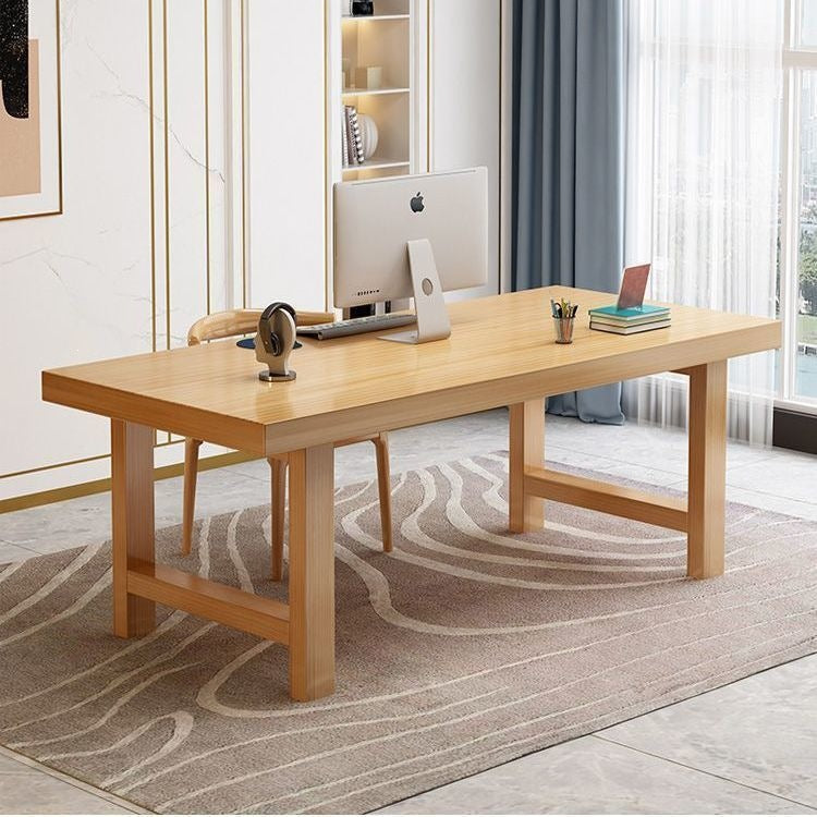 Modern minimalist extra-thick solid wood computer desk for office, living room, home desktop, study, rectangular rounded corner desk