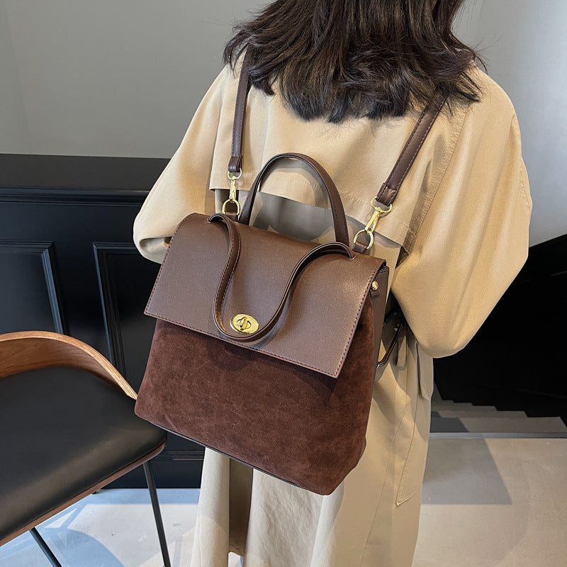 Premium sense portable commuter Maillard bag women 2025 new retro matte backpack large capacity backpack