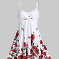 cross-border  european and american women's fashion 3d floral ruched waist dress