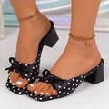 Women's chunky heel sandals with bow detail - new 2026 summer collection for cross-border e-commerce
