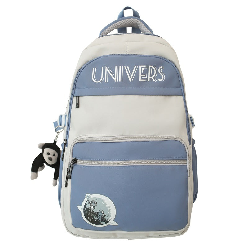 New student schoolbag ins contrasting colors, junior high school, college student schoolbag, large-capacity couple model, lightweight burden-reducing backpack