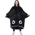 D77 winter flannel robe - big eye embroidered shark cartoon casual hooded sweatshirt cute blanket pajamas