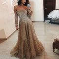 spring new arrivals:  us & eu women's shimmering bandeau long sleeve maxi dress/gown