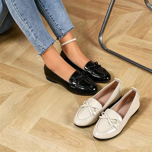 export british style women's leather loafers - new  collection, versatile flat heel, slip-on with bow detail, plus size available