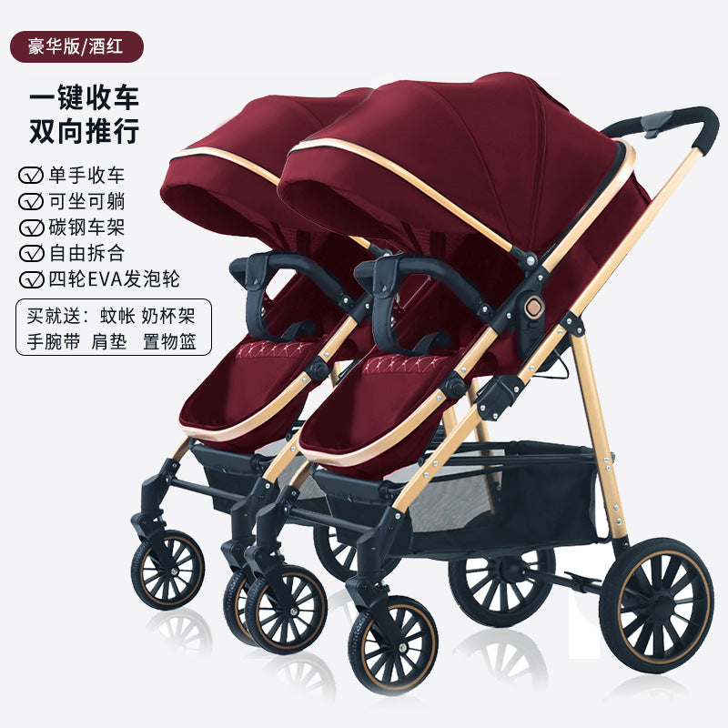Twin stroller, convertible lightweight high-view stroller, sit & recline, new summer model