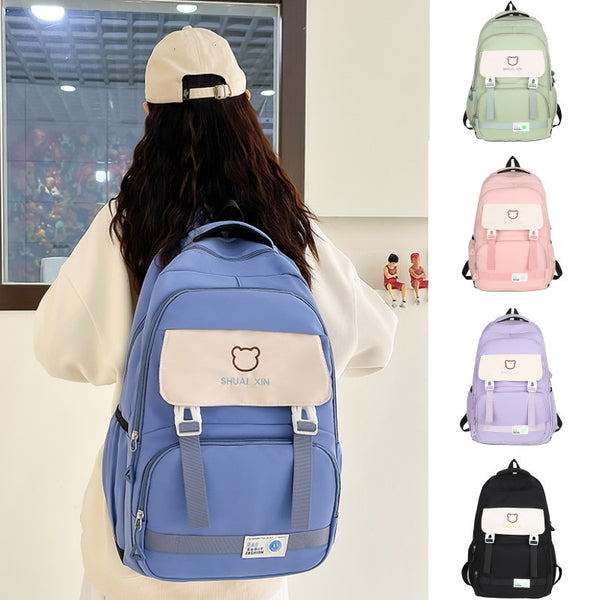 Small fresh new contrasting color female Korean version backpack casual large capacity primary and secondary school student schoolbag simple travel backpack