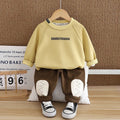 Korean style new autumn/winter fashion casual patchwork letter long sleeve two-piece set - trendy and cool boys' casual long sleeve outfit