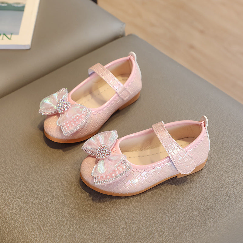 Girls' princess shoes - spring/autumn  new collection - soft sole leather shoes with bow detail - stylish toddler & baby shoes - chic children's single shoes