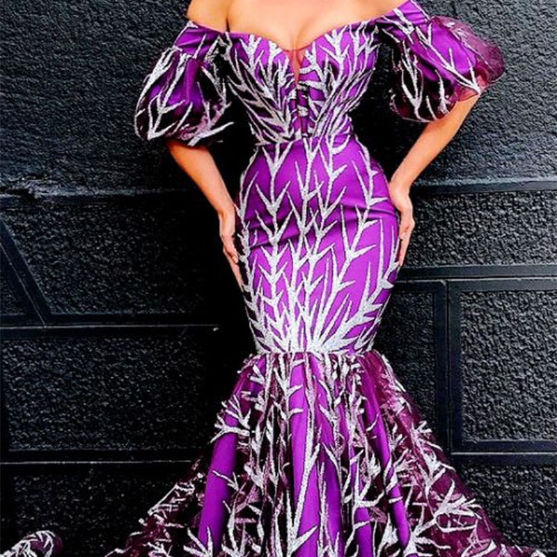 2025 new cross-border european and american women's clothing amazon dress - bandeau gold-embellished thorn long dress with fishtail hem