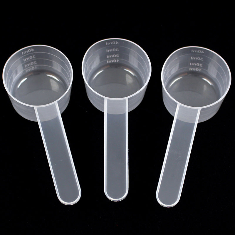 Plastic measuring spoon 40ml milliliter facial mask spoon powder feed fertilizer laundry detergent pesticide measuring spoon filled with water 40g grams